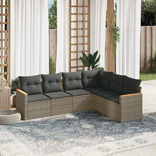 vidaXL Salon de jardin 6 pcs avec coussins gris résine tressée