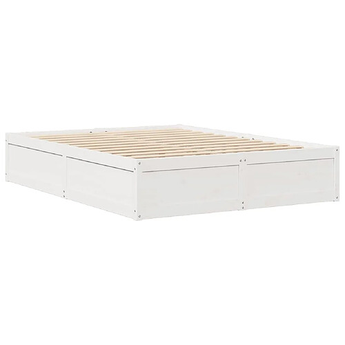 Vidaxl Cadre de lit blanc 160x200 cm bois de pin massif