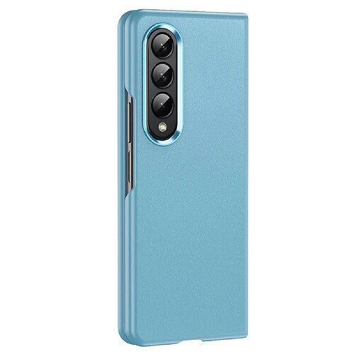 Coque en TPU + PU cadre de lentille anti-chute, galvanoplastie pour votre Samsung Galaxy Z Fold3 5G - cyan