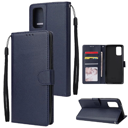 Etui en PU avec support et sangle bleu pour votre Samsung Galaxy S20 Plus