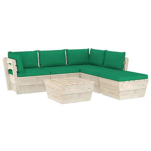 vidaXL Salon de jardin palette 6 pcs avec coussins bois d'épicéa