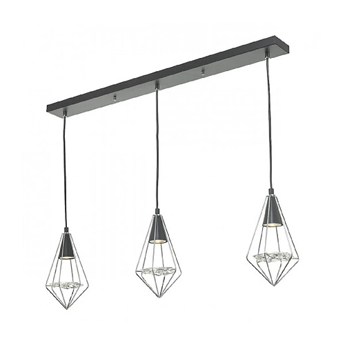 Luminaire Center Suspension Gianni Chrome poli,Noir mat 3 ampoules 30cm