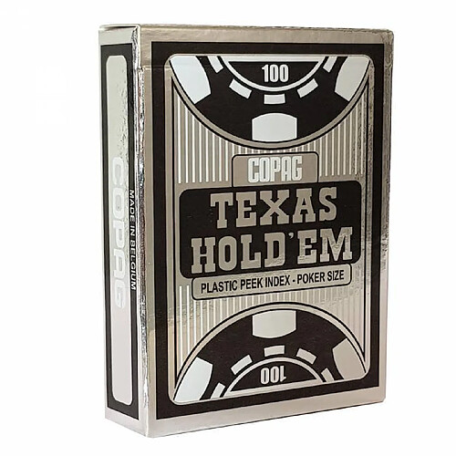 Copag ""TEXAS HOLD'EM SILVER"" - jeu de 55 cartes 100% plastique - format poker - 4 index standards - 2 index jumbo