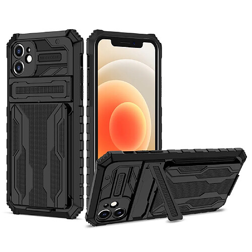 Coque en TPU antichoc avec porte-cartes détachables noir pour votre Apple iPhone 12 6.1 pouces