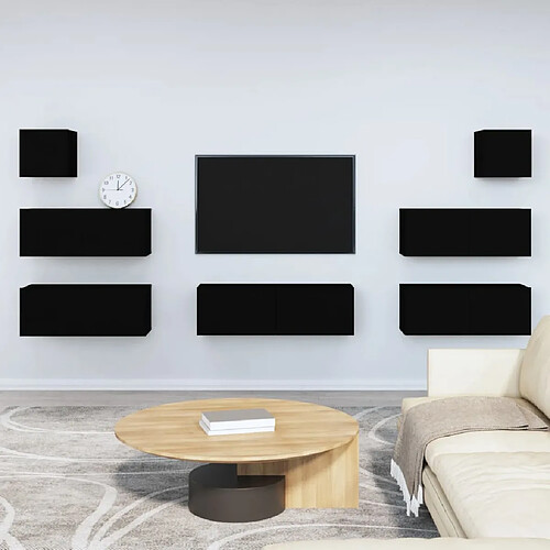 vidaXL Ensemble de meubles TV 7 pcs Noir Bois d'ingénierie