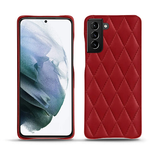 Coque cuir Samsung Galaxy S21+ - Coque arrière - Rouge - Couture ( Nappa - Pantone #d50032 ) - NOREVE