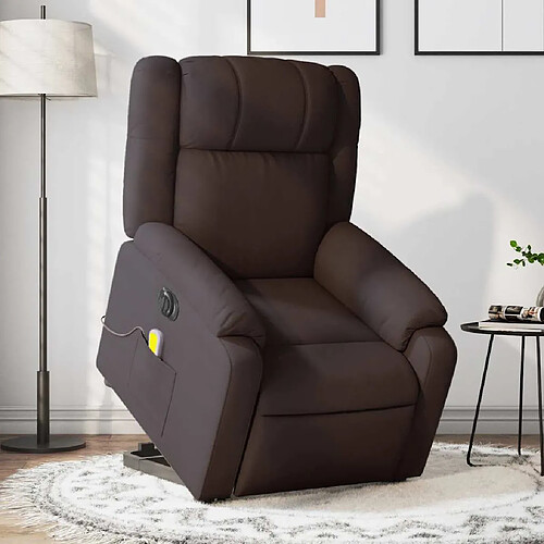 vidaXL Fauteuil inclinable de massage électrique Marron foncé Tissu