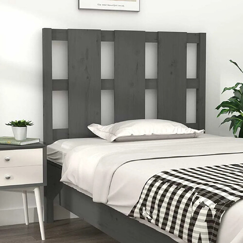 Maison Chic Tête de lit scandinave pour lit adulte,Meuble de chambre Gris 95,5x4x100 cm Bois massif de pin -MN24176