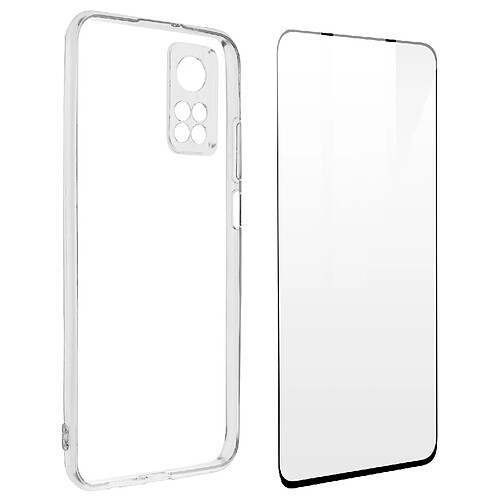 Avizar Coque Xiaomi Mi 10T et Mi 10T Pro Silicone Souple Verre Trempé Transparent Noir