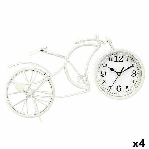 Gift Decor Horloge de table Bicyclette Blanc Métal 40 x 19,5 x 7 cm (4 Unités)