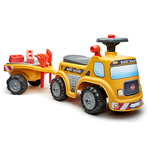 Falk / Falquet Porteur enfant Chantier Super Builder avec remorque 1 à 3 ans - Falk