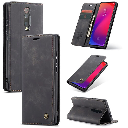 Caseme Etui en PU auto-absorbé avec support noir pour votre Xiaomi Redmi K20 Pro/Redmi K20/Mi 9T/Mi 9T Pro