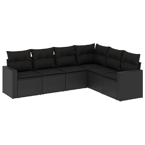 Maison Chic Salon de jardin 6 pcs avec coussins | Ensemble de Table et chaises | Mobilier d'Extérieur noir résine tressée -GKD67242