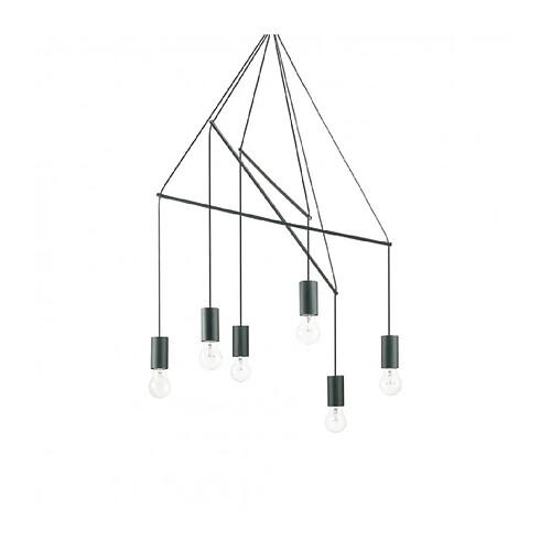 Ideal Lux Suspension Pop Métal Noir 6 ampoules 100cm