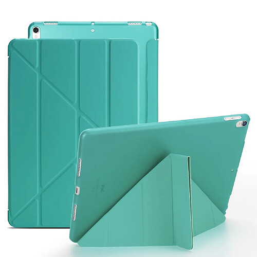 Etui en PU stand en origami cyan pour votre Apple iPad Air 10.5 (2019)/Pro 10.5 pouces (2017)