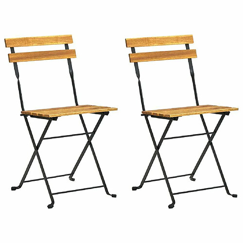 Maison Chic Lot de 2 Chaises pliables de jardin - Fauteuil d'extérieur Acier et bois d'acacia solide -MN83708