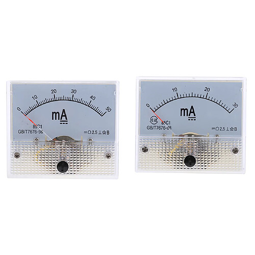 2xdc ampèremètre analogique panneau ampèremètre indicateur de jauge de courant type 0-30ma 0-50ma