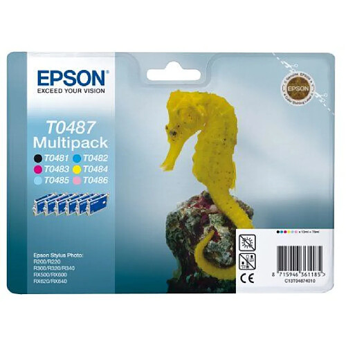 Epson Multipack T0487 Cartouche d'encre d'origine 1 x noir, jaune, cyan, magenta, magenta clair, cyan clair