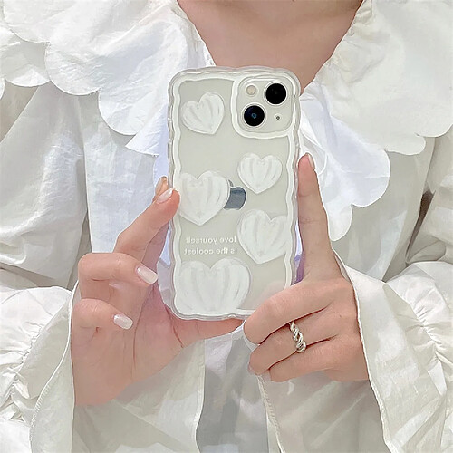 GUPBOO Étui pour iPhone12 Coque de téléphone portable love simple blanche transparente