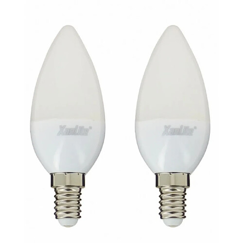 XanLite Pack de 2 x ampoule LED E14 flamme lisse 470 lumens blanc naturel