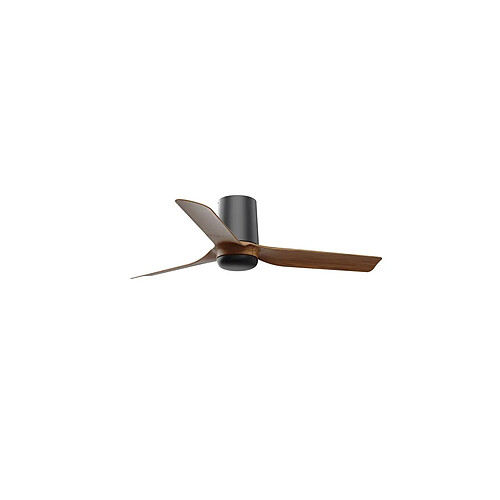 Faro Barcelona Punt Tub Petit ventilateur de plafond en bois noir avec moteur intelligent CC 6 vitesses