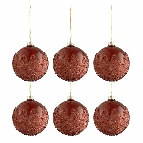 Paris Prix Lot de 6 Boules de Noël Givrées 8cm Bordeaux