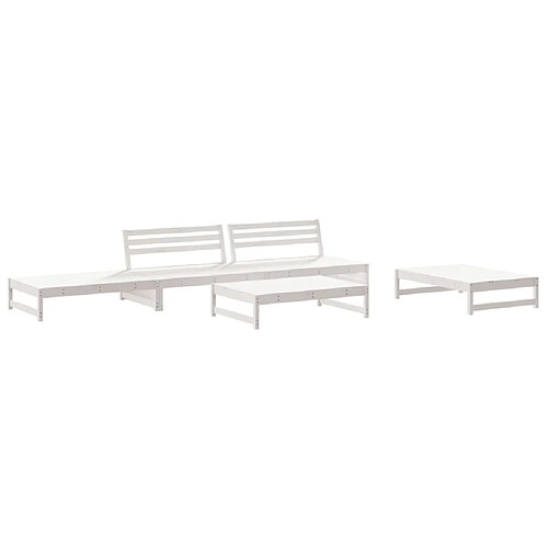 Maison Chic Salon de jardin 5 pcs - Table et chaises d'extérieur - Mobilier/Meubles de jardin Moderne blanc bois massif de pin -MN51706