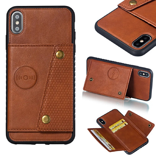 Wewoo Coque Fashion Etui de protection en cuir pour iPhone XS Max Marron