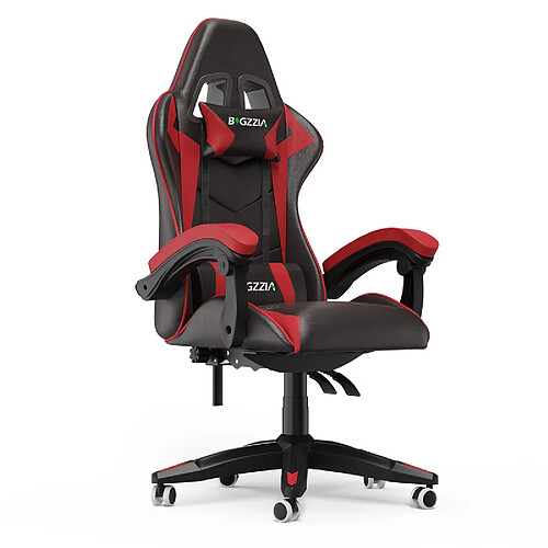 RATTANTREE Chaise de Gaming, fauteuil gaming, avec Lombaire&Appui-Tête Appui, chaise gamer, Ergonomique PU Cuir Chaise Bureau, fauteuil gamer, chaise bureau gaming, Dossier Inclinable à 155, Noir Rouge