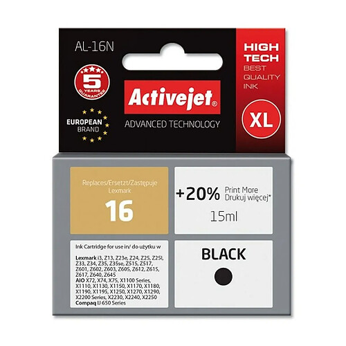 Activejet? Cartouche d'Encre Compatible Activejet AL-16N Noir