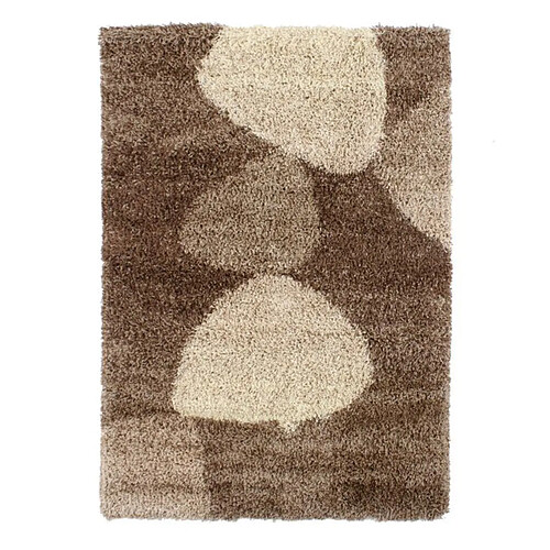 Thedecofactory MAURANNE - Tapis à poils longs motifs galets chocolat 120x170