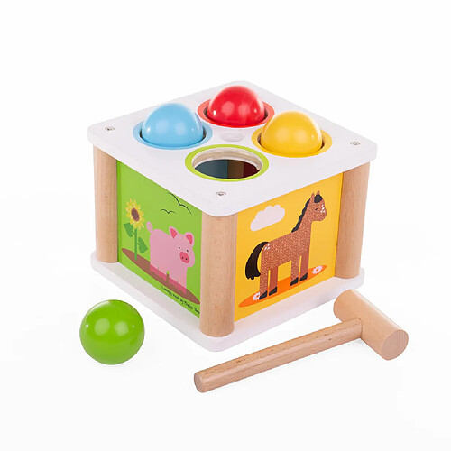 Bigjigs Toys Jouet de boule de claquette en bois