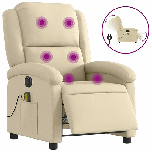 Maison Chic Fauteuil Relax pour salon, Fauteuil inclinable de massage électrique crème tissu -GKD89750