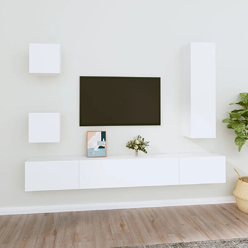 vidaXL Ensemble de meubles TV 5 pcs Blanc Bois d'ingénierie