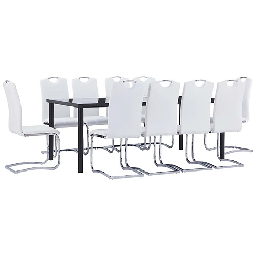 vidaXL Ensemble de salle à manger 11 pcs Similicuir Blanc