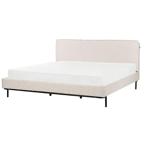 Beliani Lit double en tissu beige crème 180 x 200 cm CORIO