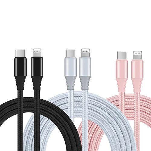 Platyne Pack De 3 Cables Tricolor Usb C Vers Lightning