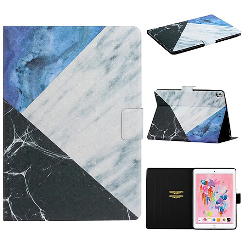 Etui en PU impression de motifs avec support et porte-cartes bleu/blanc/noir pour votre Apple iPad 10.2 (2019)