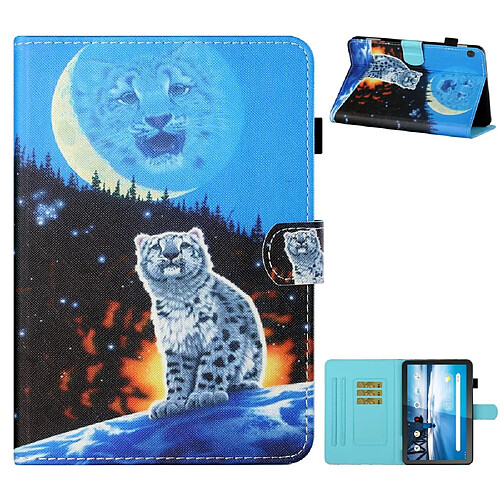 Etui en PU impression de motifs avec support et porte-cartes tigre pour votre Lenovo Tab M10 TB-X605F/X505F