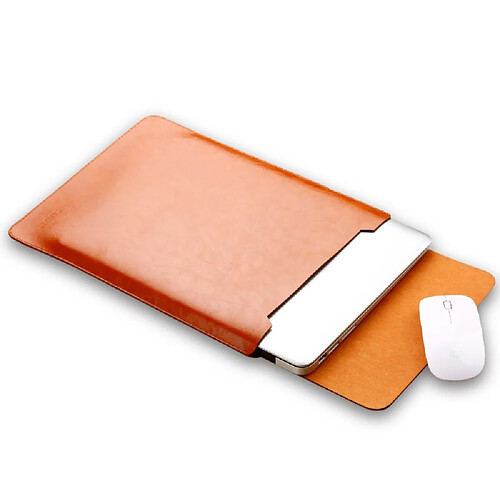 Sacoche en cuir SOYAN en Microfibre avec tapis de souris pour Macbook Air/Pro 13 pouces - Marron