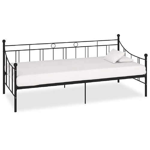 vidaXL Cadre de lit de repos sans matelas noir métal 90x200 cm