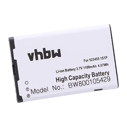 Batterie vhbw 1100mAh (3.7V) pour téléphone portable smartphone Bea-Fon S200, S210 remplace 523455 1S1P.