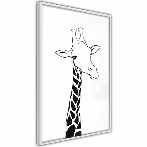 Paris Prix Affiche Murale Encadrée Black and White Giraffe 30 x 45 cm Blanc