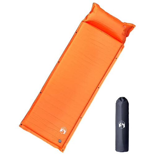 vidaXL Matelas de camping autogonflant avec oreiller 1 personne orange