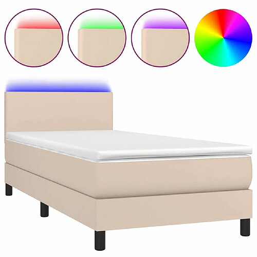 Maison Chic Lit adulte- Lit + matelas + LED,Sommier à lattes de lit matelas et LED Cappuccino 80x200cm -GKD46467