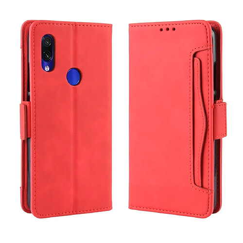 Wewoo Housse Coque Étui en cuir de style portefeuille skin veau pour Xiaomi Redmi 7avec fente carte séparée rouge