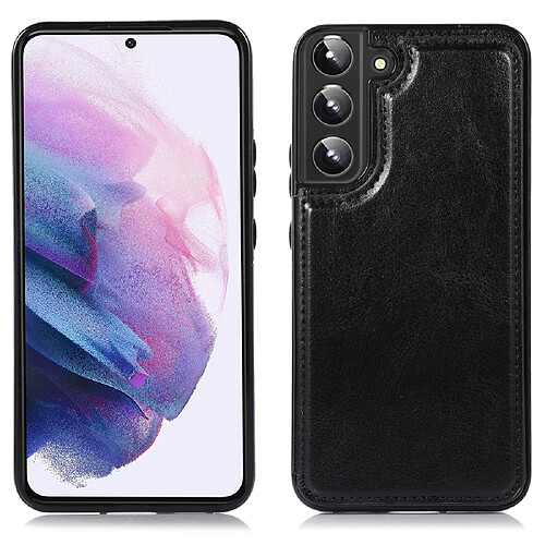 Coque en TPU + PU texture cheval fou, fermoir magnétique avec béquille et porte-cartes noir pour votre Samsung Galaxy S22 5G