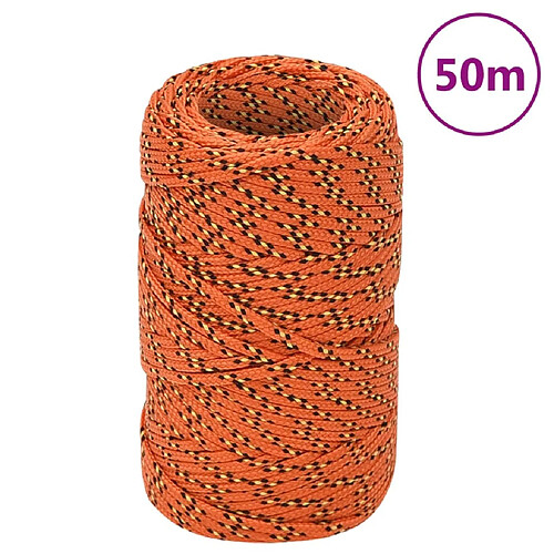 vidaXL Corde de bateau Orange 2 mm 50 m Polypropylène