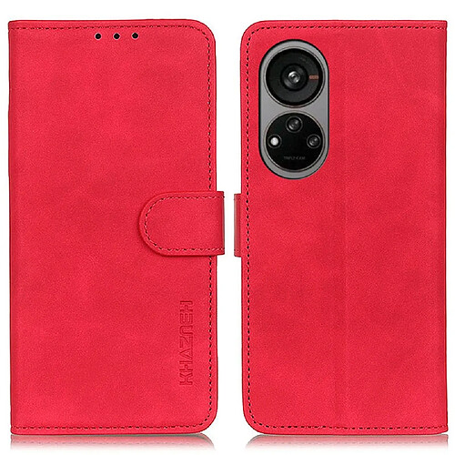 Etui en PU texture rétro, fermeture magnétique avec support pour votre ZTE Blade V40s - rouge