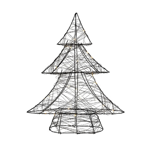 ECD Germany Arbre de Noël Décoratif à LED avec 30 LED Blanc Chaud, 40 cm de Haut, Métal, Fonctionne avec Piles, Décoration Artificiel Éclairage à Minuterie, Sapin de Noël avec Guirlande Lumineuse